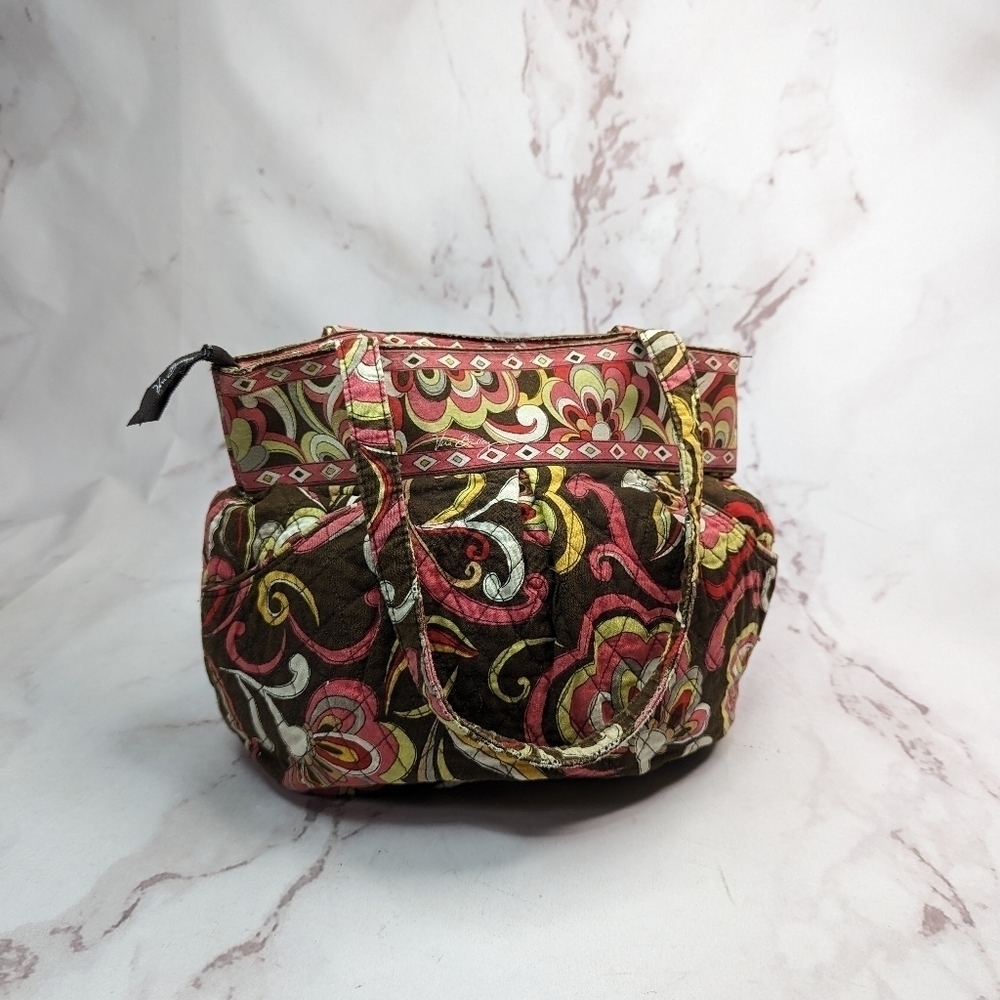 Vera Bradley Bag Purse Brown Morgan Cotton Shoulder Pink Quilted Tote